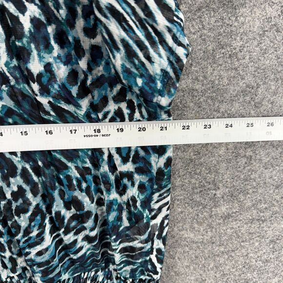 Apt. 9 Blouse Women XL Blue Animal Print Short Sleeve Round Neck Casual Comfort - Picture 5 of 7
